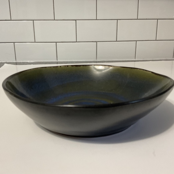 Wicker Emporium Ceramic Green Blue Swirl Bowl - Picture 3 of 7